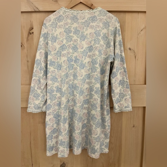 Laura Ashley Vintage Night Gown cotton floral cottage lavender and pink rose XL - Picture 3 of 6